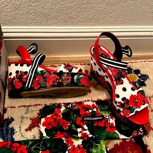 Dolce & Gabbana floral and polka dot wedge sandals